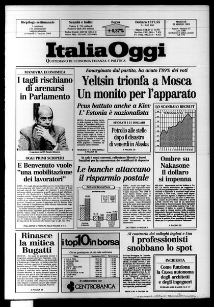 Italia oggi : quotidiano di economia finanza e politica